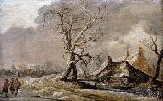 Winter Landscape with Farmhouses along a Ditch. Jan van Goyen